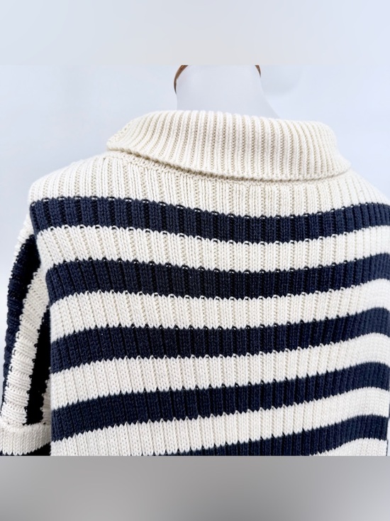 EMERSON FRY Carolyn Funnel Neck Sweater Navy French Stripe Organic - Picture 4 of 8